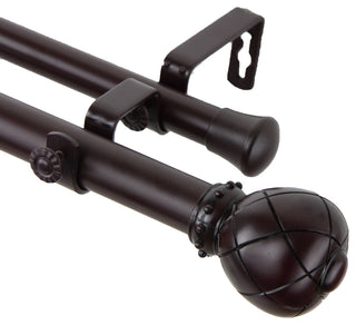Supreme Double Curtain Rod, Mahogany, 120-170"