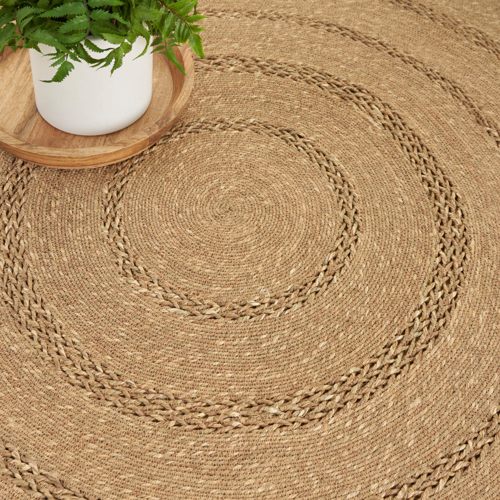 Nourison Natural Seagrass 3' x Round Natural Outdoor Rug