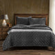 3-Piece HiEnd Accents Stella Faux Silk Velvet Quilt Set, Slate, Queen