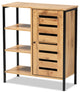 Oak Brown Finished Wood and Black Finished Metal 1-Door Shoe Storage Cabinet