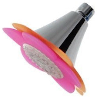 3 Function LED Flower Shower Head in Pink and Orange