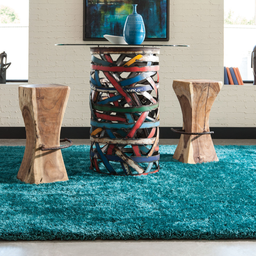 Milan Shag Shag Teal Rug, 5'x7'