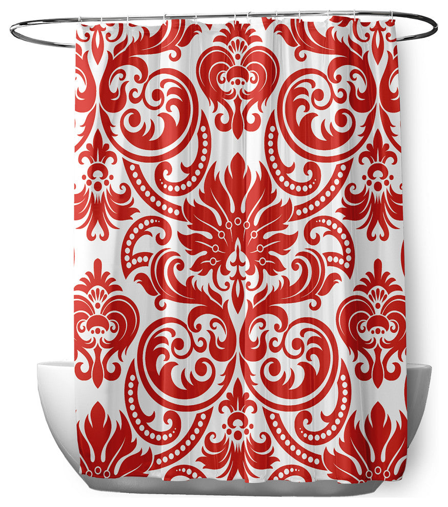 70"Wx73"L Alexys Shower Curtain, Orange-Red