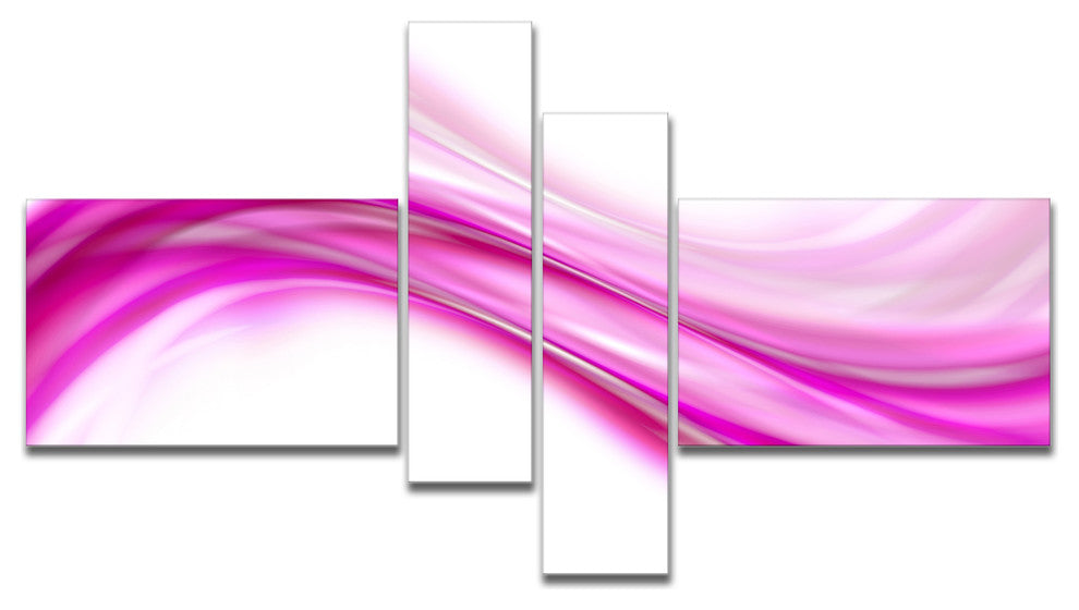 Abstract Pink Downward Waves, Large abstract art, 60"x32", 4 panels