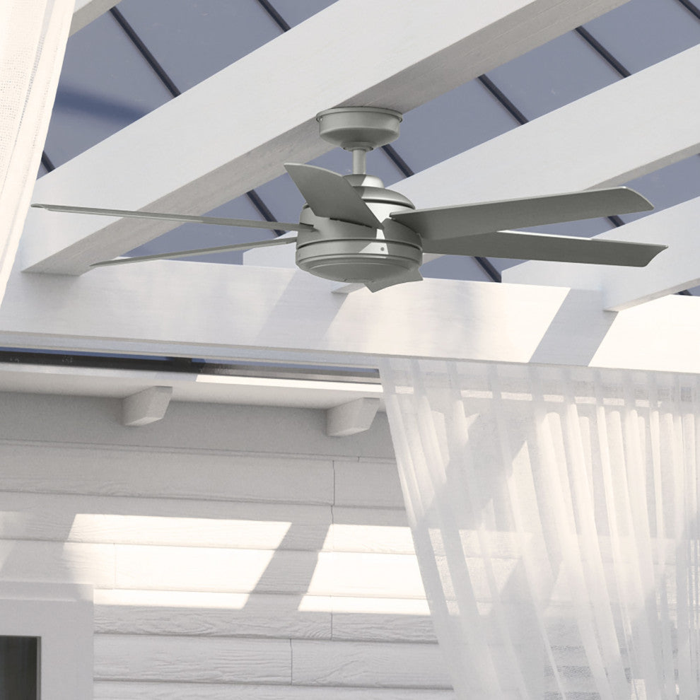 Hunter 52" Jetty WeatherMax Wet Rated Ceiling Fan and Wall Control, Matte Silver