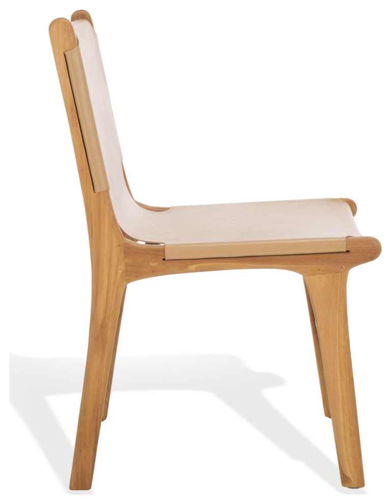 Safavieh Couture Cassaphina Leather Dining Chair, Tan/Natural