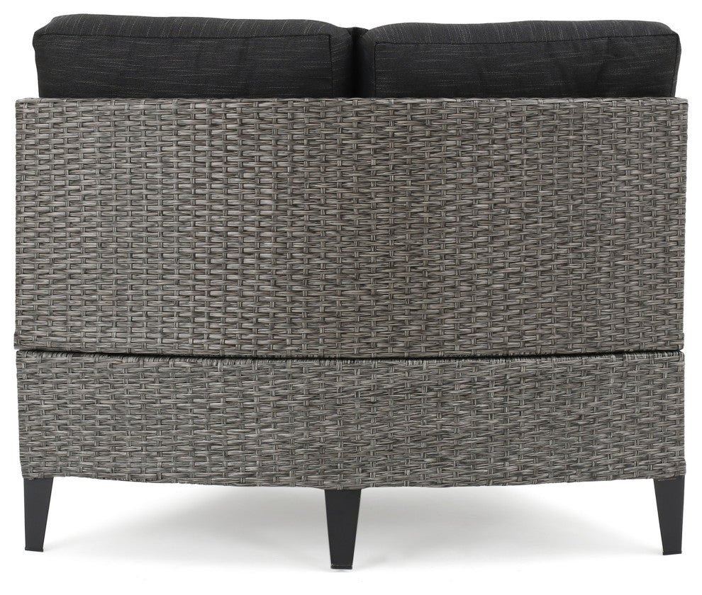 Manantial Outdoor Wicker Round Sofa Set With Cushions, Set of 4