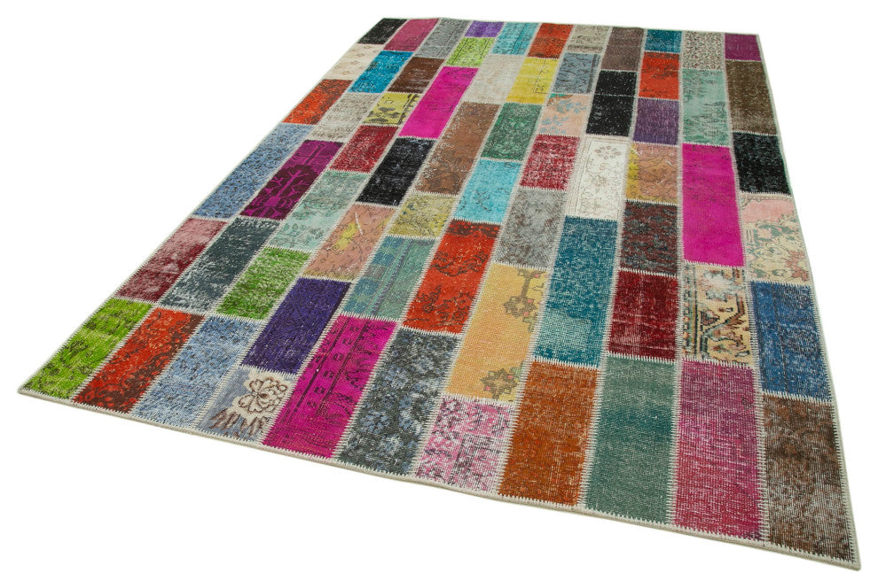 Rug N Carpet - Hand-Knotted Turkish 6' 7" x 9' 10" Unique Patchwork Area Rug