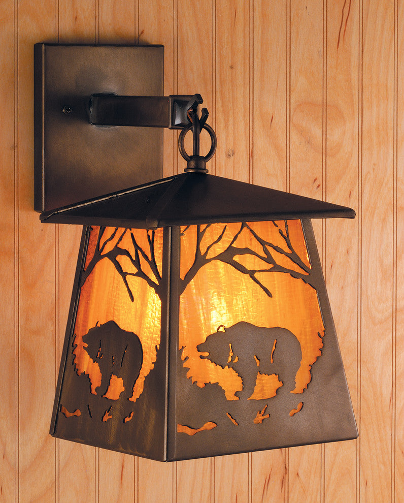 7 5"W Grizzly Bear At Dawn Hanging Wall Sconce