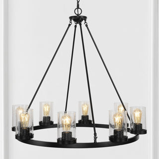 Coronet 3-Light Iron Glass LED Chandelier, Black, Width: 33.5"
