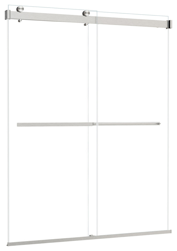 Marcelo By Pass Frameless Shower Door, Clear Glass, Brushed Nickel, 60"wx76"h