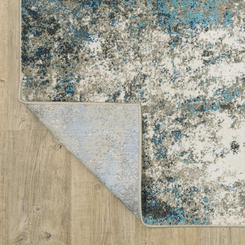 Vander Casual Abstract Power-Loomed Area Rug, Blue/Gray, 3'10"x5'5"