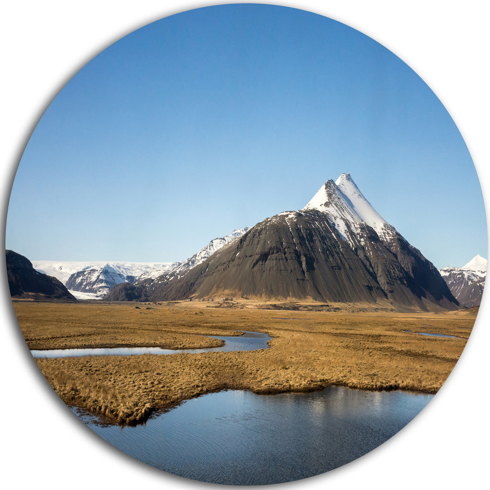Scenic Southern Iceland, Landscape Photo Round Metal Wall Art, 38"