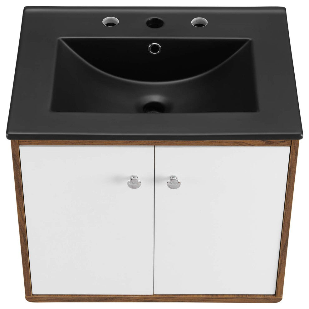 Transmit 24" Wall-Mount Bathroom Vanity - White Black