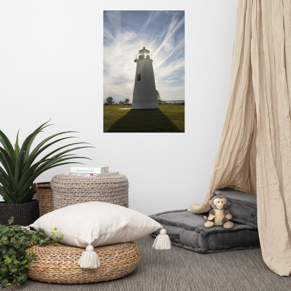 Turkey Point Lighthouse with Sun Flare Unframed Wall Art Prints, 24" X 36"