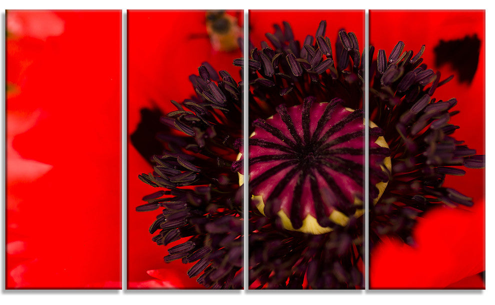 Garden in Full Bloom on Summer Day, Flowers Canvas Artwork, 48"x28", 4 Panels