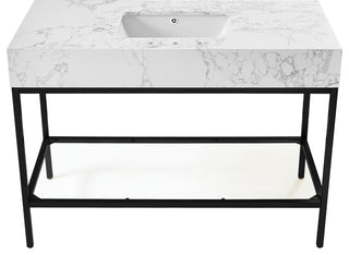 Marmo Bathroom Vanity, White, 48" Wide, Matte Black Finish