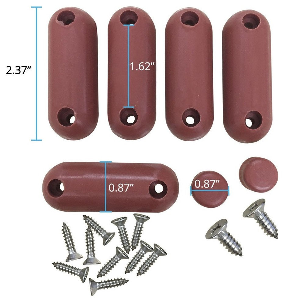 Toilet Seat Bumpers Brown Silicone Pack of 7 (5 Oblong 2 Round) with Screws