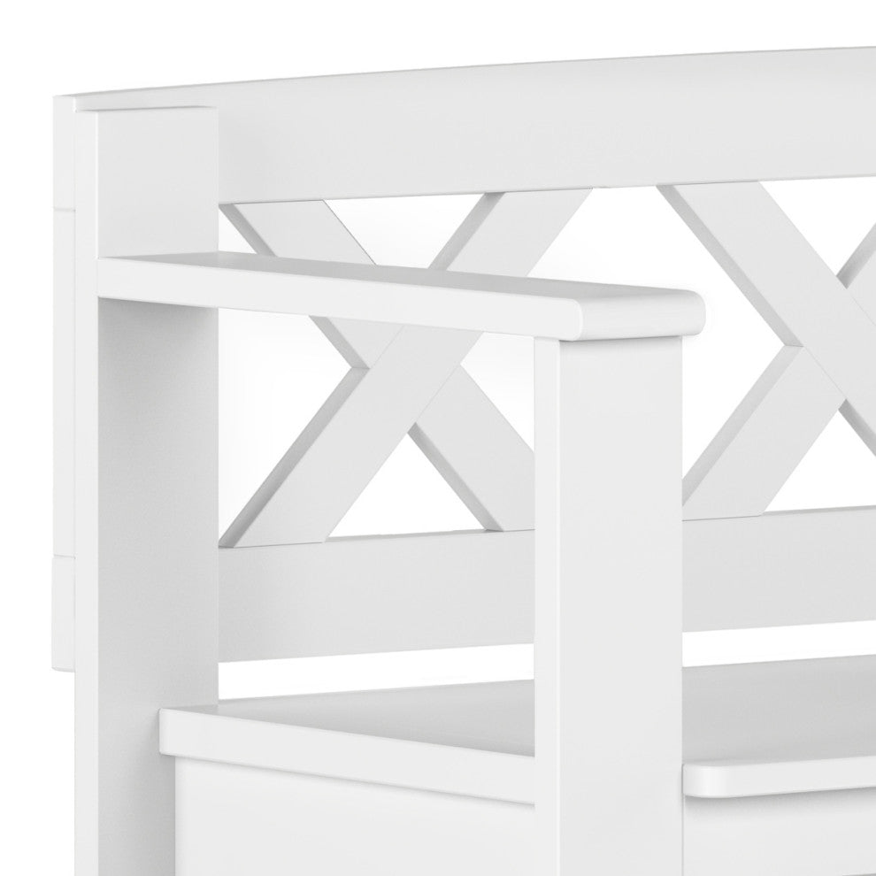 Amherst Solid Wood Small Entryway Storage Bench, White