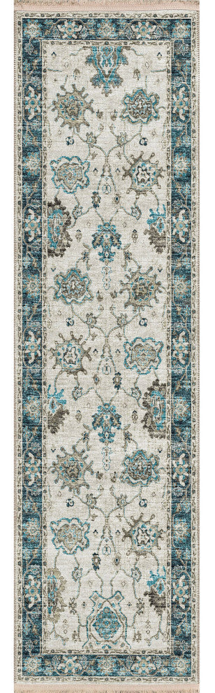 Indoor/Outdoor Marbella MB6 Flax Machine Washable 2'3" x 10' Runner Rug
