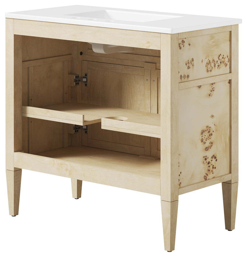 Elysian 36" Wood Bathroom Vanity - White Burl