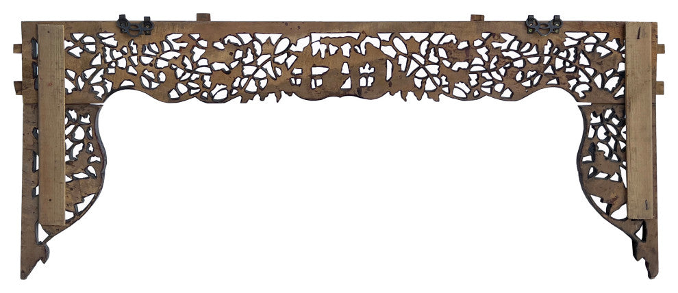 Chinese Vintage Relief Scenery Carving Arch Shape Wood Wall Art Hws3130