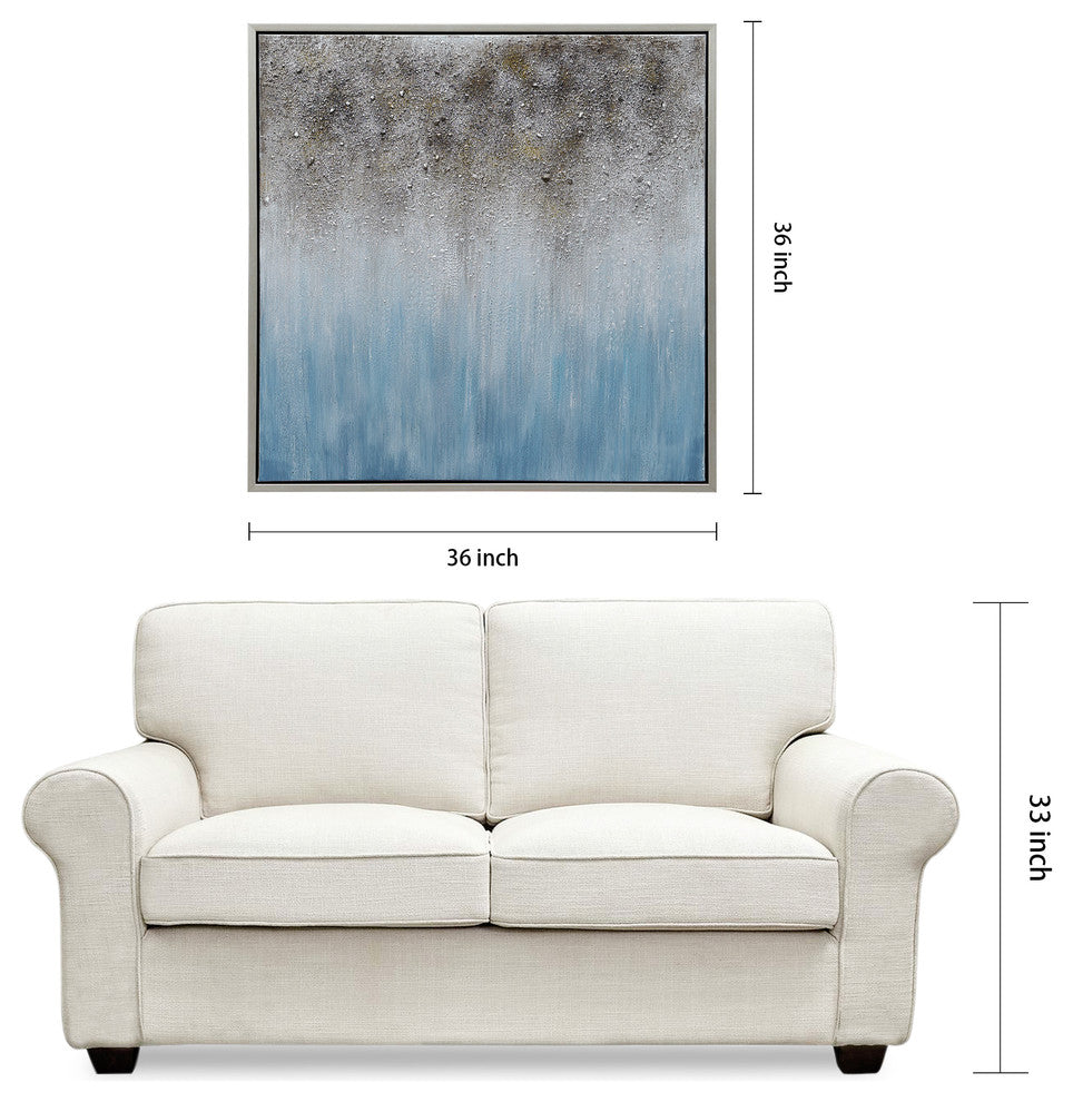 Blue Shadow Abstract Textured Metallic Hand Painted Wall Art by Martin Edwards