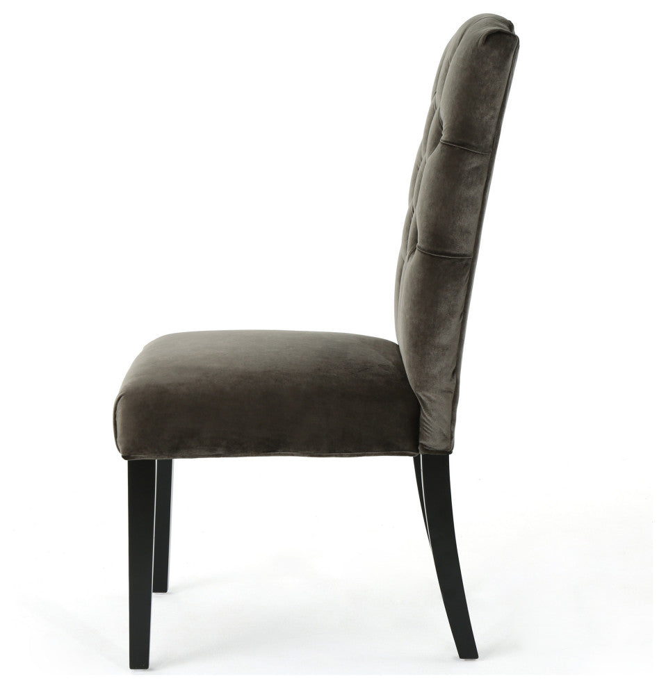 GDF Studio Joyce Traditional Crown Top New Velvet Dining Chairs, Set of 2, Gray