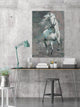 "Running White Horse" Painting Print on Wrapped Canvas, 40"x60"
