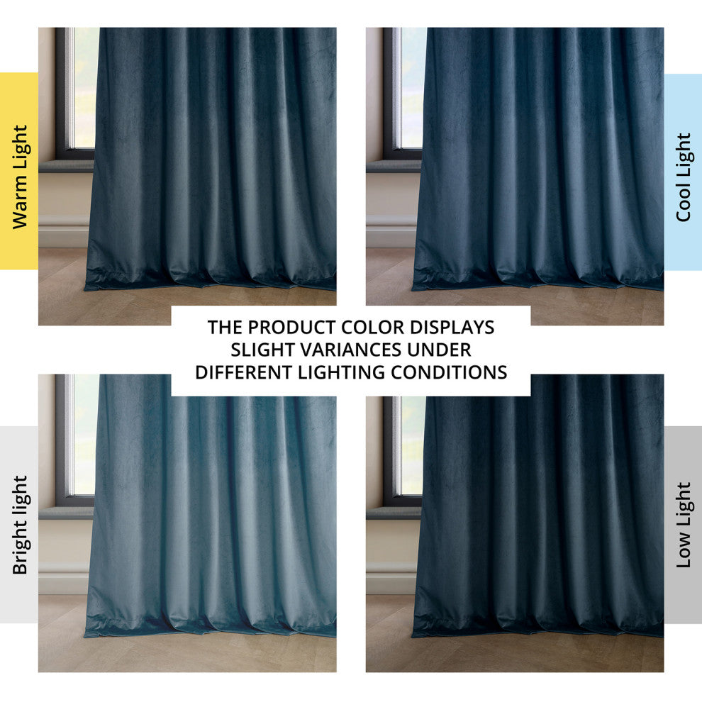 Heritage Plush Velvet Curtain Single Panel, Avalon Blue, 50"x120"