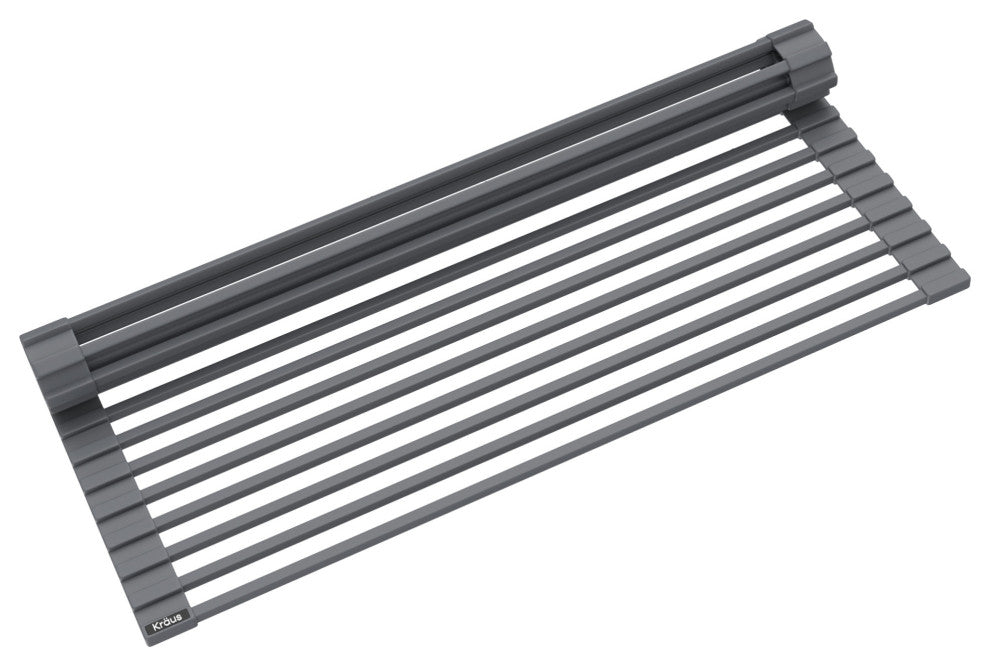 Kraus KRM-11DG Multipurpose Workstation Sink Roll-Up Dish Drying Rack Dark Grey