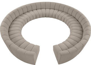 Infinity Black Boucle Fabric Upholstered Arc Shaped Modular Sectional, Brown, 12-Piece, Arc-Shaped