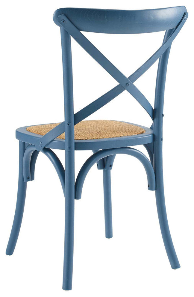 Side Dining Chair, Wood, Blue, Modern, Cafe Bistro Restaurant Hospitality
