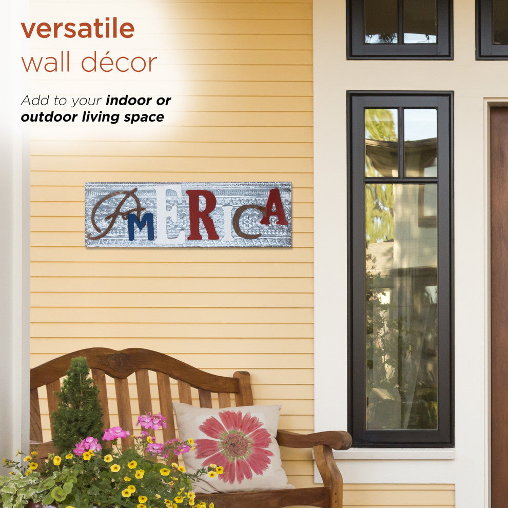 Wood and Metal America Wall Decor
