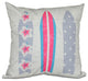 Triple Surf, Geometric Print Outdoor Pillow, Pink, 20"x20"