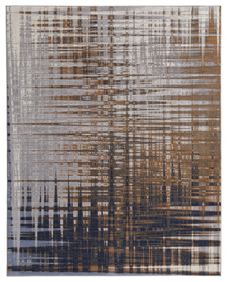 Takara Modern Abstract, Blue/Orange/Gray, 3'10"x6' Accent Rug
