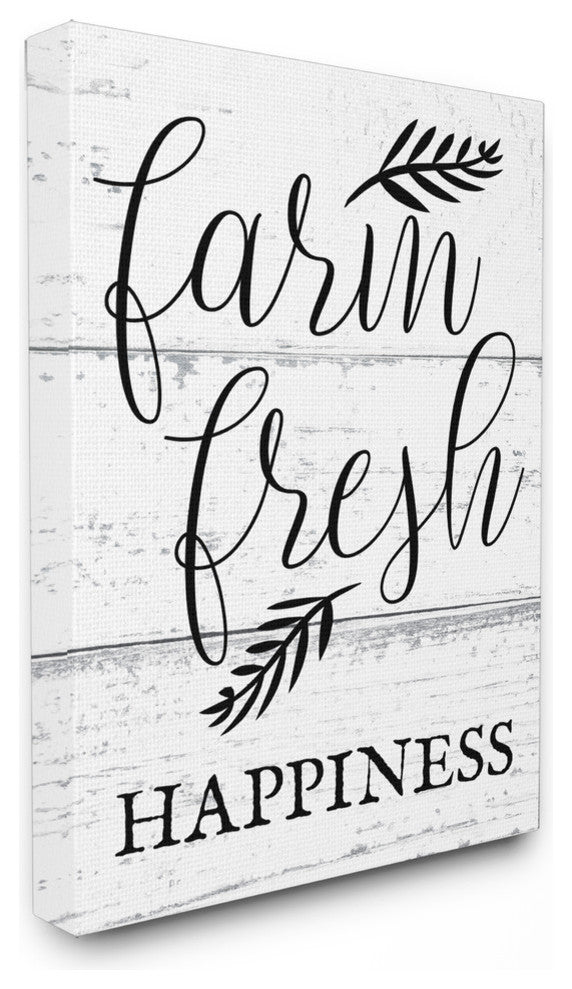 "Farm Fresh Happiness Script" 16x20, Stretched Canvas Wall Art