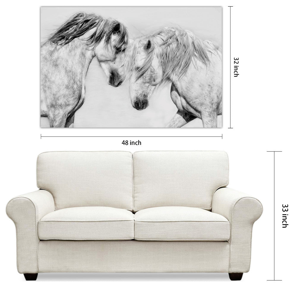 "Caballo Blanco Equine" Frameless Floating Tempered Glass Panel Graphic Wall Art