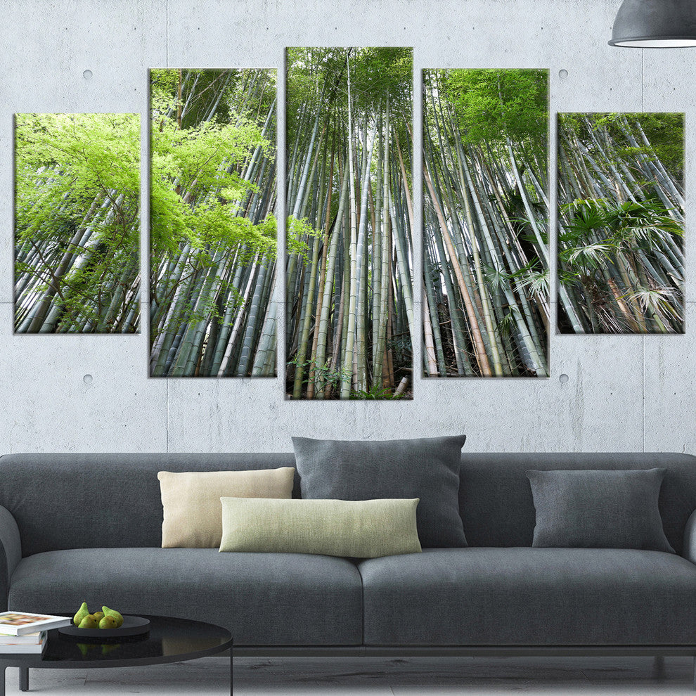 "Dense Bamboo Forest of Japan" Forest Canvas Wall Art Print, 5 Panels, 60"x32"
