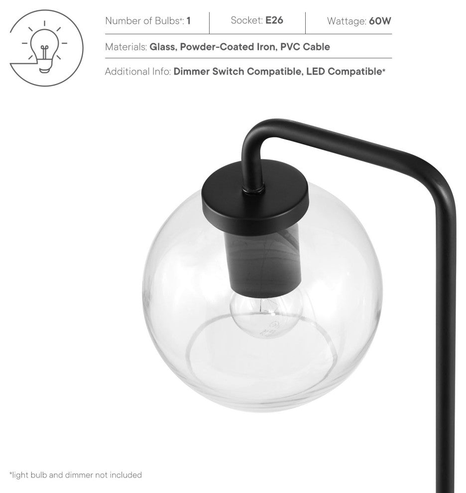 Silo Glass Globe Glass and Metal Table Lamp, Black