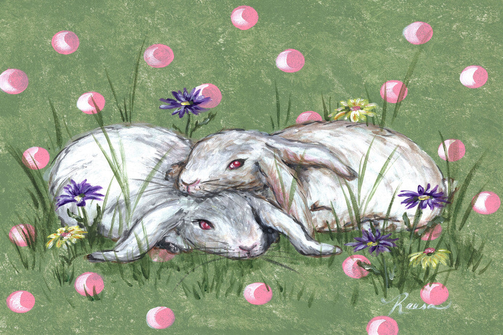 Marmont Hill, "Bunny Love" by Reesa Qualia Painting on Wrapped Canvas, 60x40