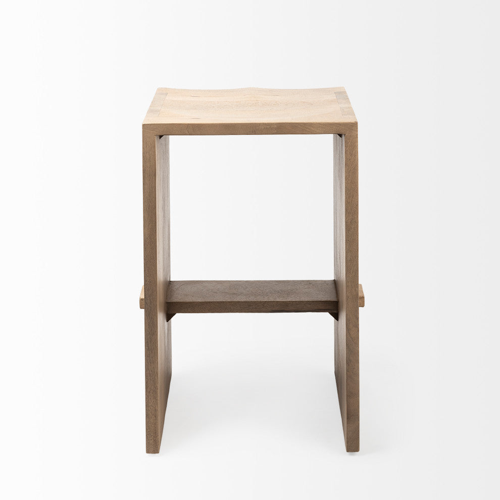 Aida Light Brown Solid Wood Counter Stool