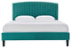 Platform Bed Frame, King Size, Teal Blue, Velvet, Modern, Bedroom Guest Suite