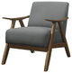 Retro Walnut Accent Chair with Curved Arms and Padded Seat, Gray