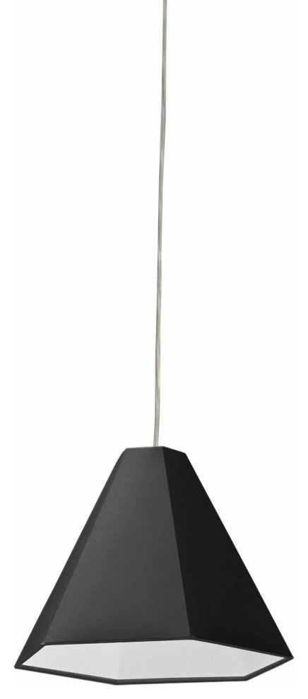 Incandescent Pendant Polished Chrome w/ Black Shade, White Cord