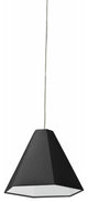 Incandescent Pendant Polished Chrome w/ Black Shade, White Cord