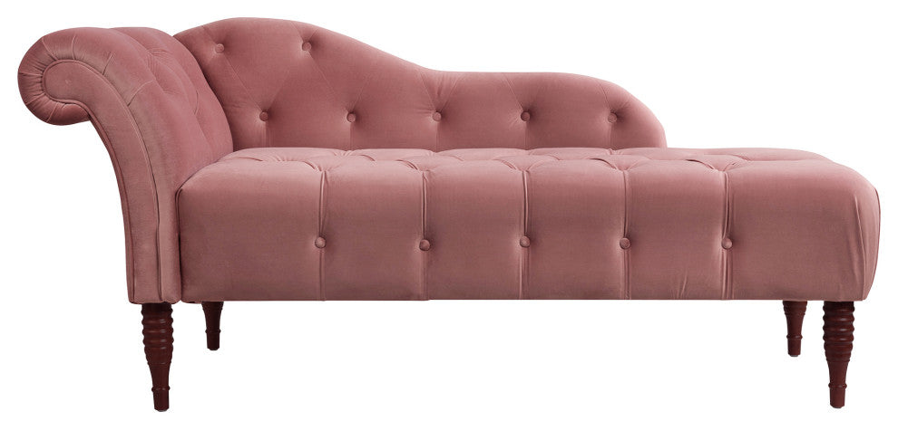 Samuel 66" Tufted Chaise Lounge, Right-Arm Facing, Dusty Pink Velvet