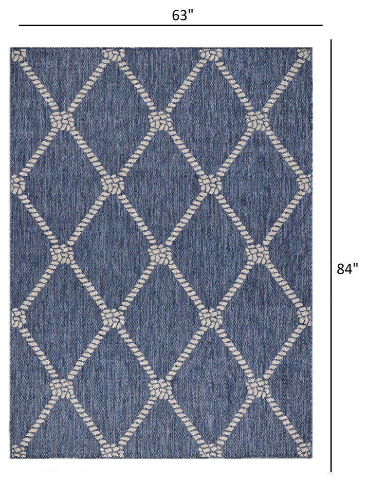 5' X 7' Blue And Gray Indoor Outdoor Area Rug