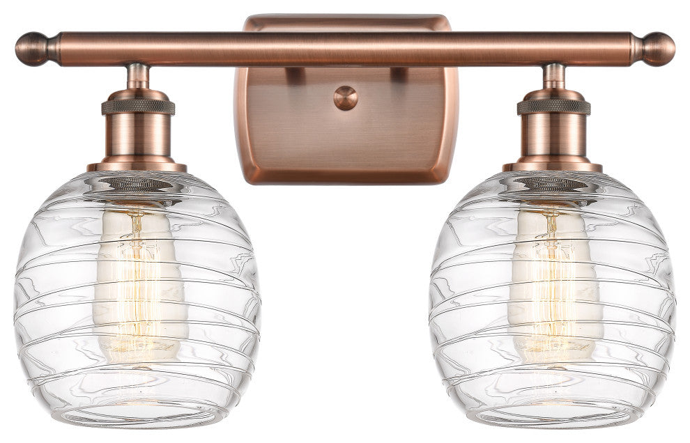Innovations 516-2W-AC-G1013-LED 2-Light Bath Vanity Light, Antique Copper