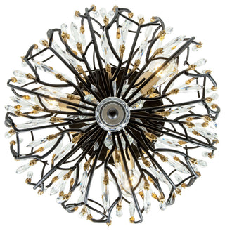 Bask 3-Lt Crystal Semi-Flush - Matte Black/French Gold